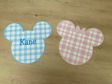 Load image into Gallery viewer, Mouse Ears Placemat, Mouse Ears Charger, Child Placemat, Personalized Placemat, Child Gift, Birthday Gift, Kid Gift, Child Learning, Child
