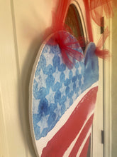 Load image into Gallery viewer, watercolor heart door hanger side view
