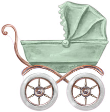 Load image into Gallery viewer, green watercolor baby carriage door hanger
