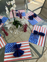 Load image into Gallery viewer, American Flag Placemat, summer placemat, housewarming gift, wedding gift, patio decor, summer decor, usa, patriotic decor, table setting
