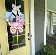 Load image into Gallery viewer, pink watercolor baby carriage door hanger
