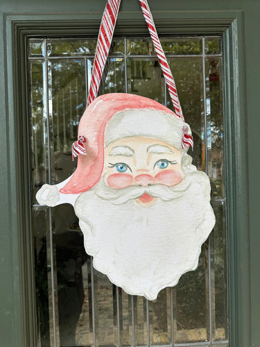 watercolor vintage santa door hanger