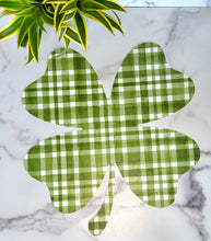 Load image into Gallery viewer, Shamrock Four Leaf Clover Placemat Charger Green Luck of the irish Plaid Ireland
