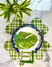 Load image into Gallery viewer, Shamrock Four Leaf Clover Placemat Charger Green Luck of the irish Plaid Ireland
