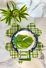 Load image into Gallery viewer, Shamrock Four Leaf Clover Placemat Charger Green Luck of the irish Plaid Ireland
